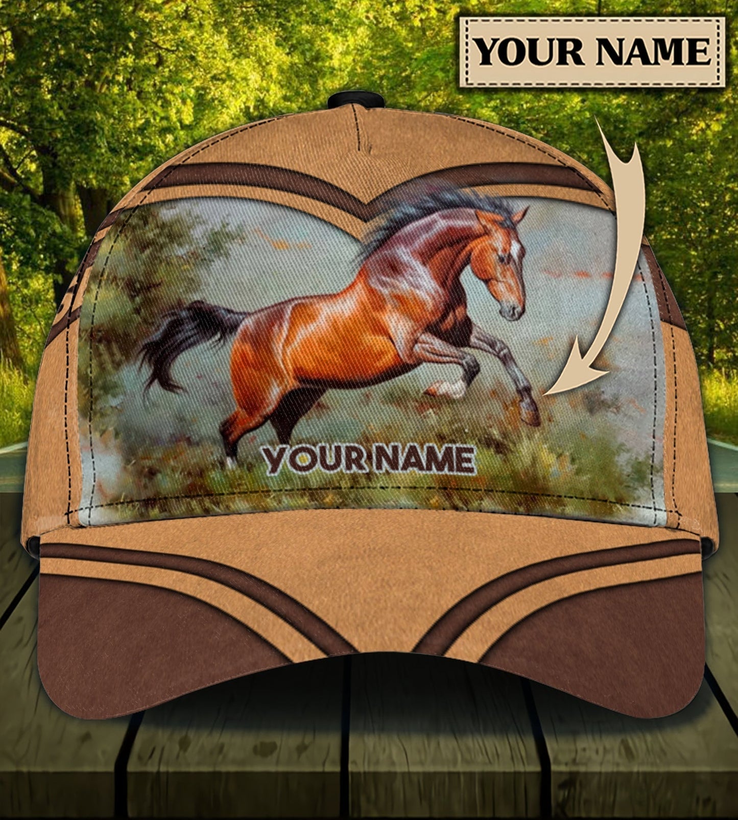 Brown Horse Running Personalized Horse Classic Cap 0523