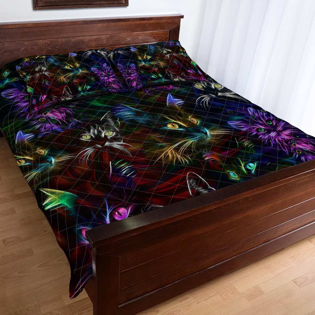Cat Neon Cat Quilt Set 0622
