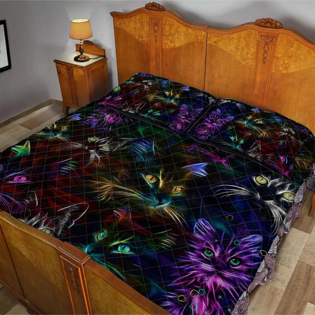 Cat Neon Cat Quilt Set 0622