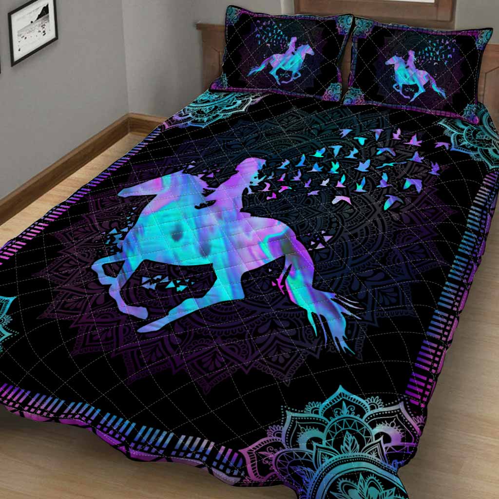 Hologram Horse Riding Horse Quilt Set 0622