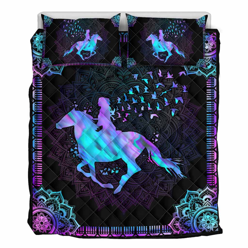 Hologram Horse Riding Horse Quilt Set 0622