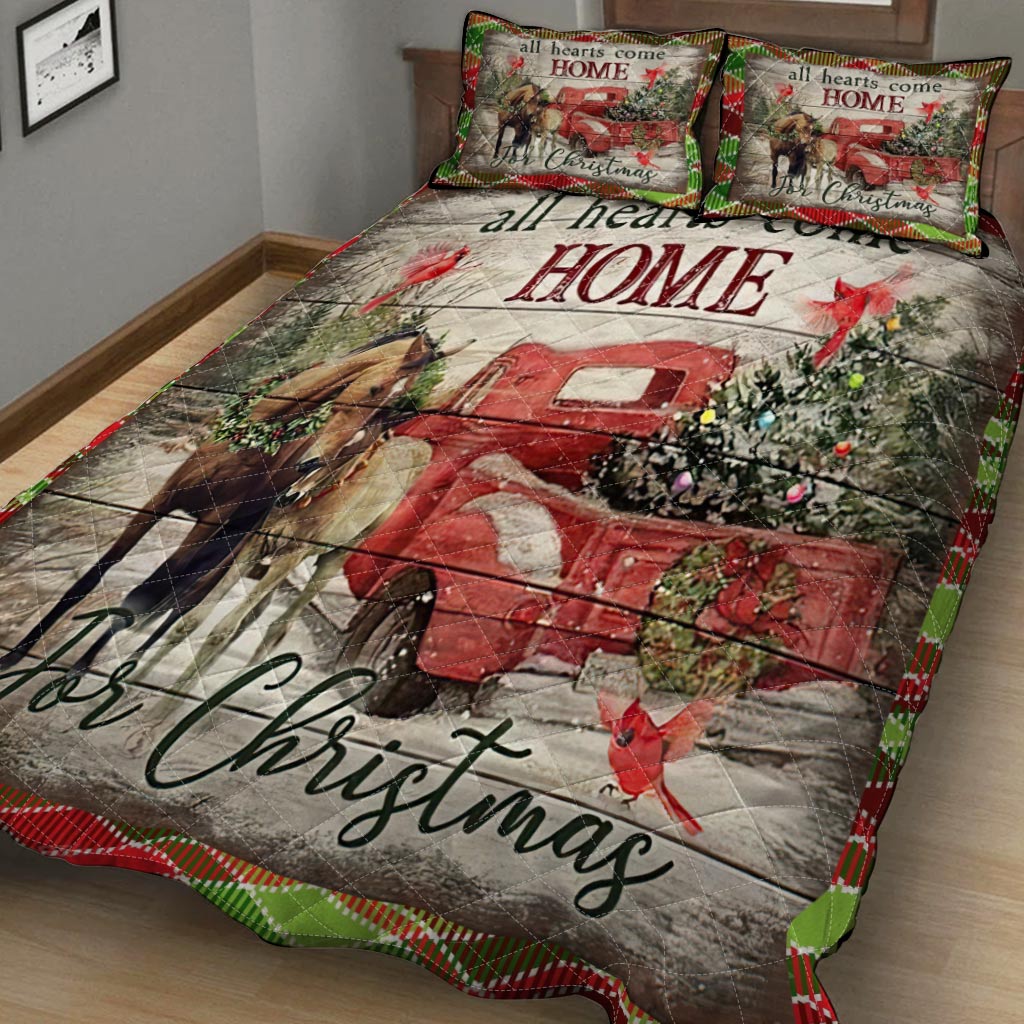 All Hearts Come Home For Christmas Horse Quilt Set 0622