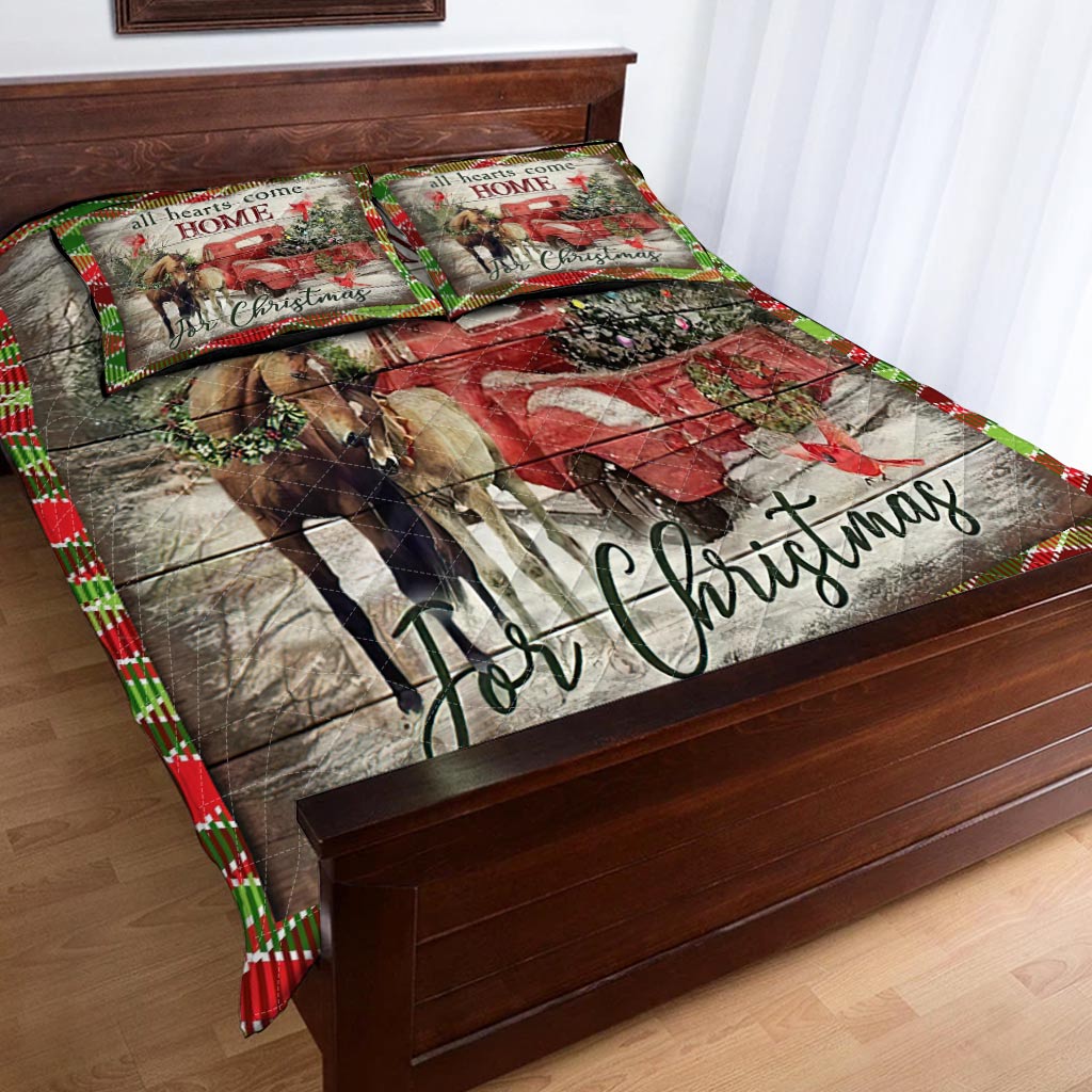 All Hearts Come Home For Christmas Horse Quilt Set 0622