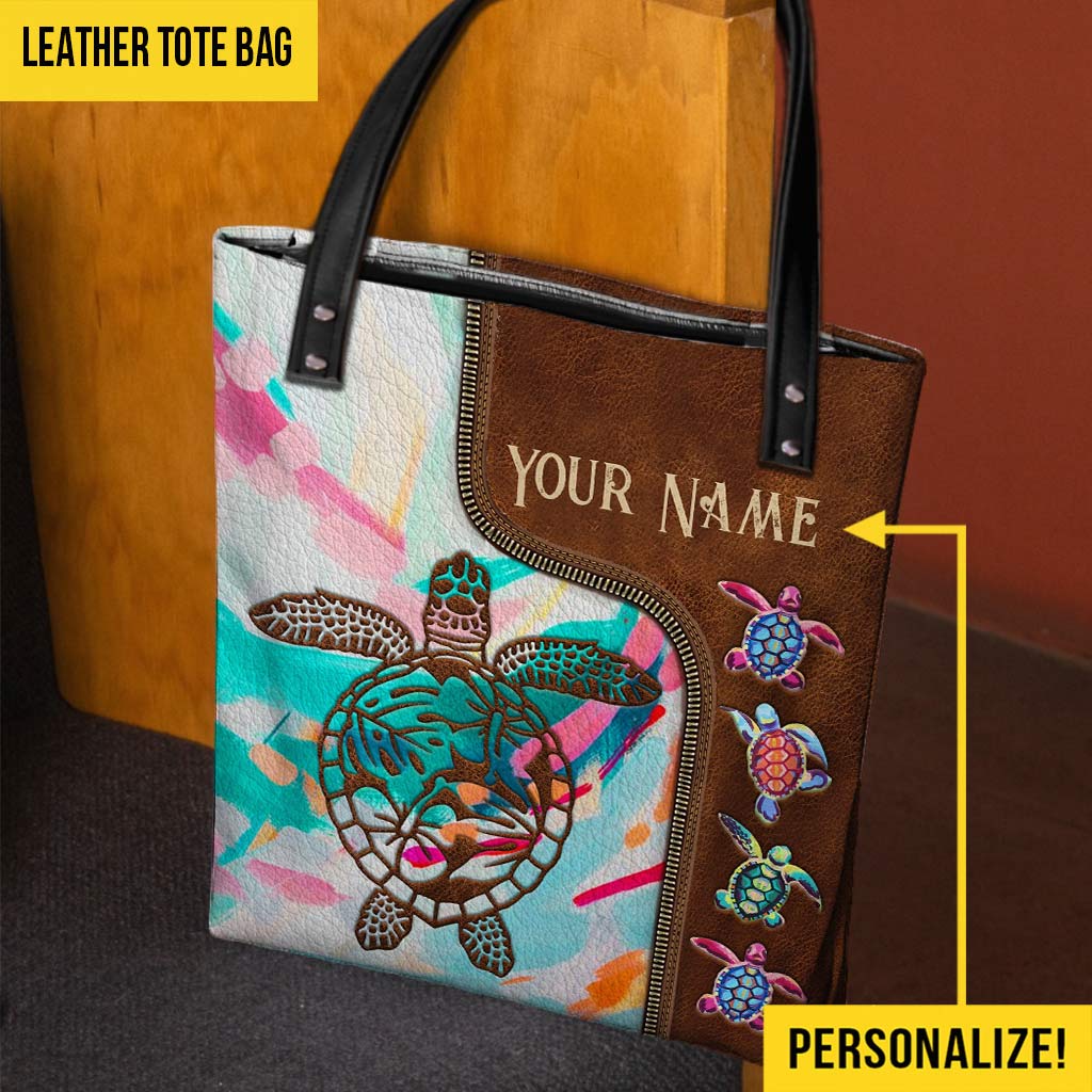Colorful Turtles Personalized Tote Bag