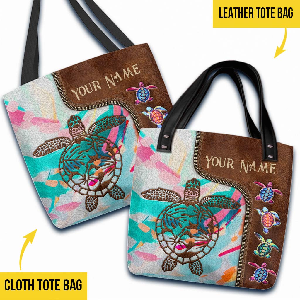 Colorful Turtles Personalized Tote Bag