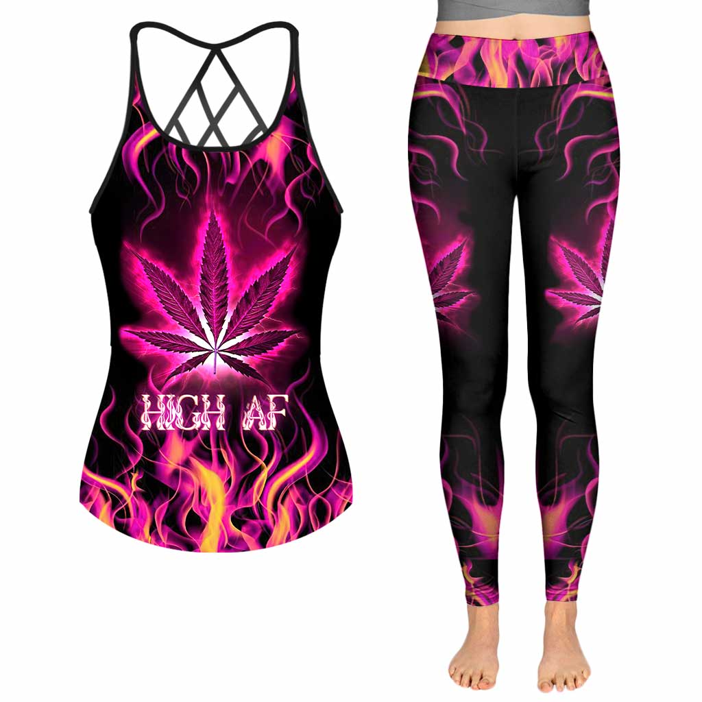 High AF - Weed Cross Tank Top and Leggings