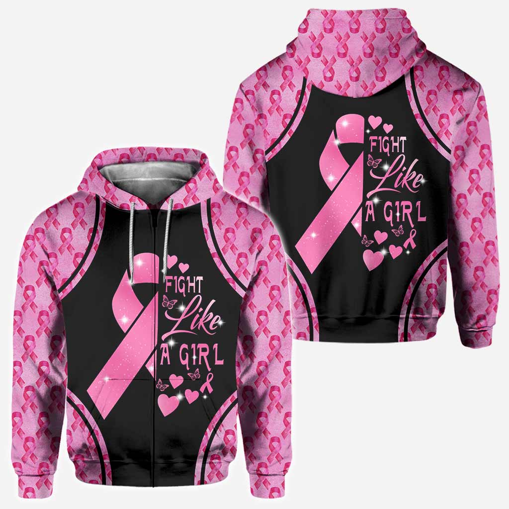 Fight Like A Girl - Breast Cancer Awareness All Over T-shirt and Hoodie 0822