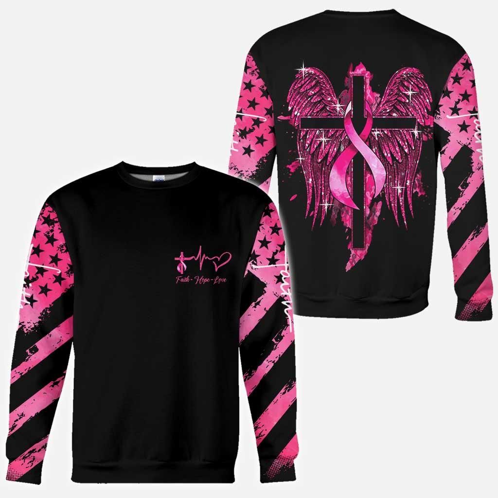 Faith Breast Cancer Cross Wings - Breast Cancer Awareness All Over T-shirt and Hoodie 0822