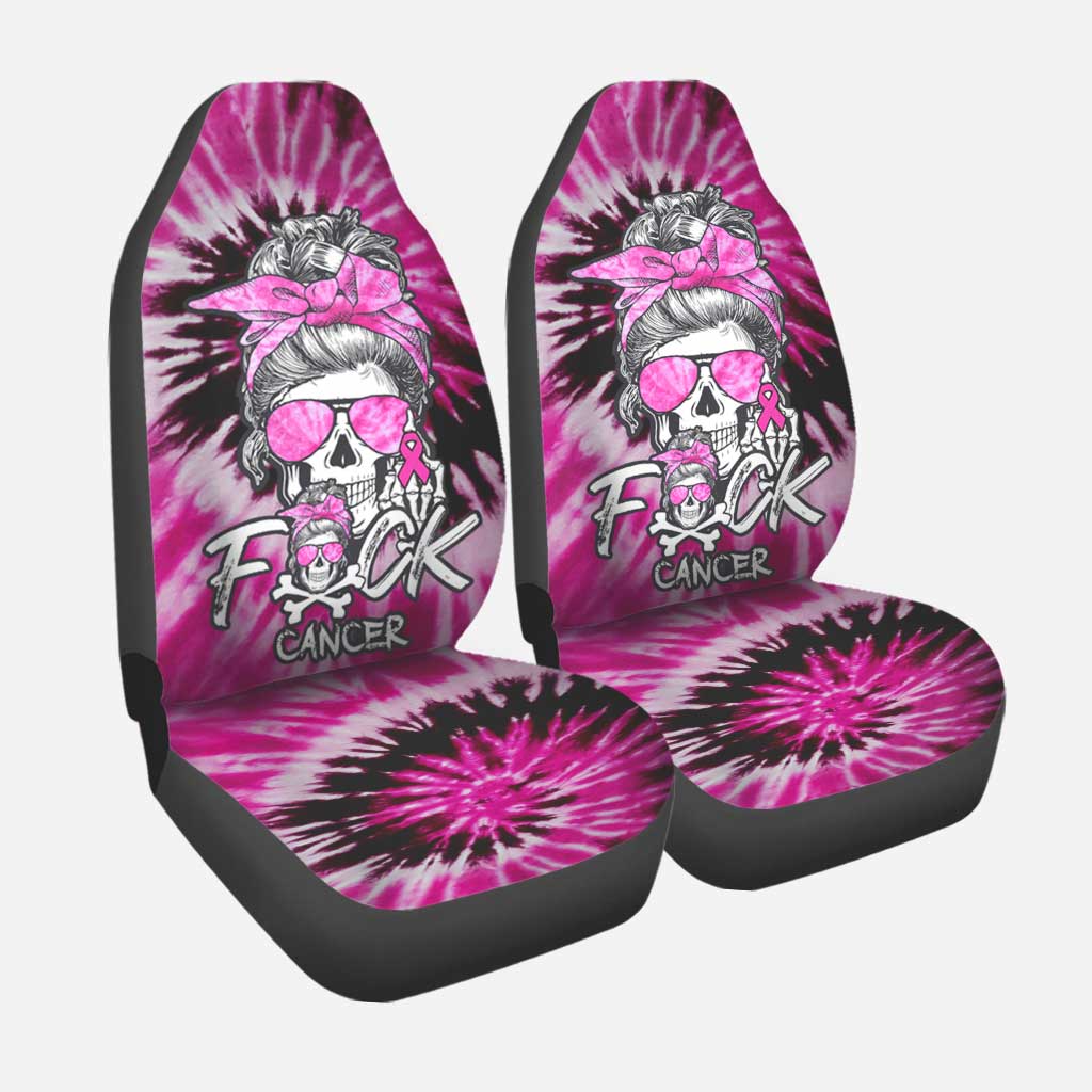 Fck Cancer Skull Automotive- Breast Cancer Awareness Seat Covers 0822