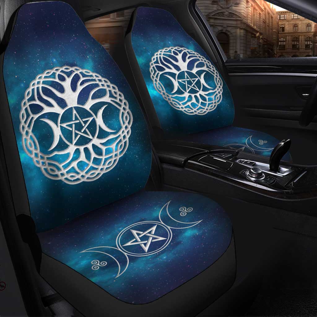 Celtic Wicca Wicca Tripple Moon Tree Of Life And Pentacle- Witch Seat Covers 0822