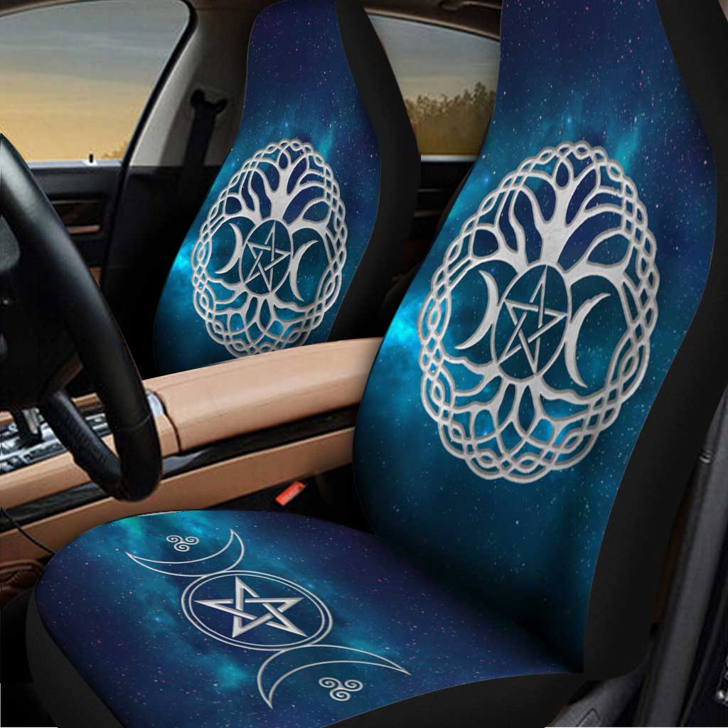 Celtic Wicca Wicca Tripple Moon Tree Of Life And Pentacle- Witch Seat Covers 0822