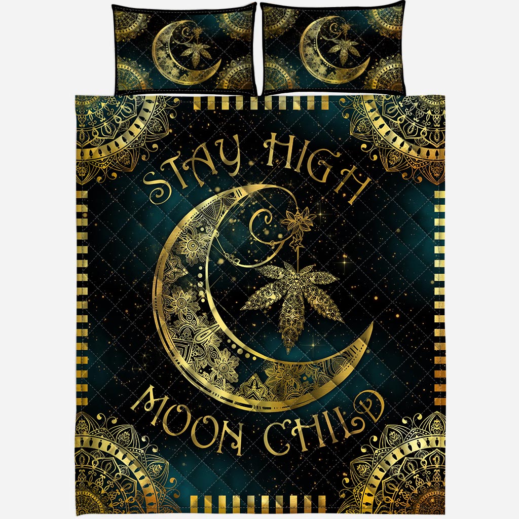Stay High Moon Child - Weed Quilt Set 0822
