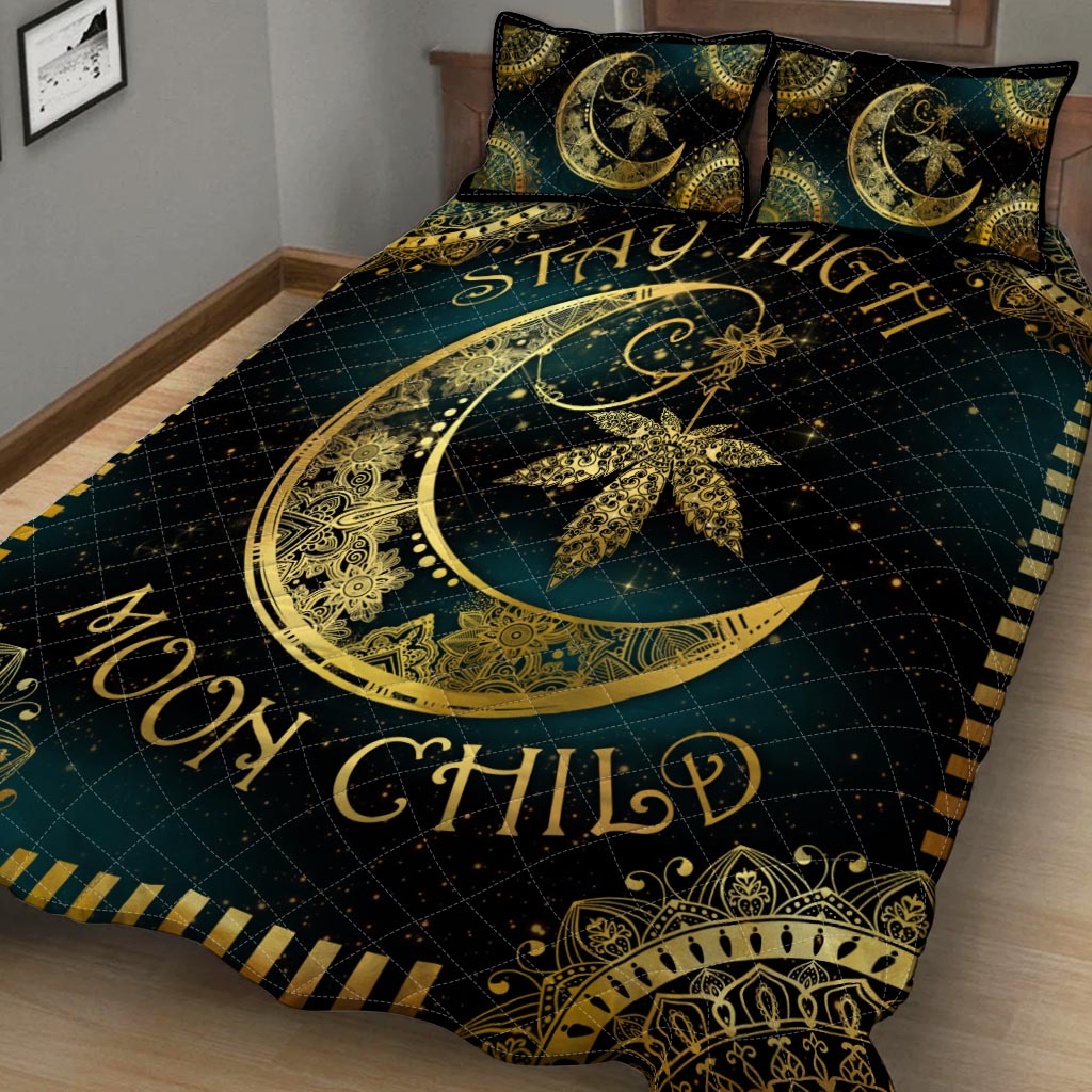 Stay High Moon Child - Weed Quilt Set 0822