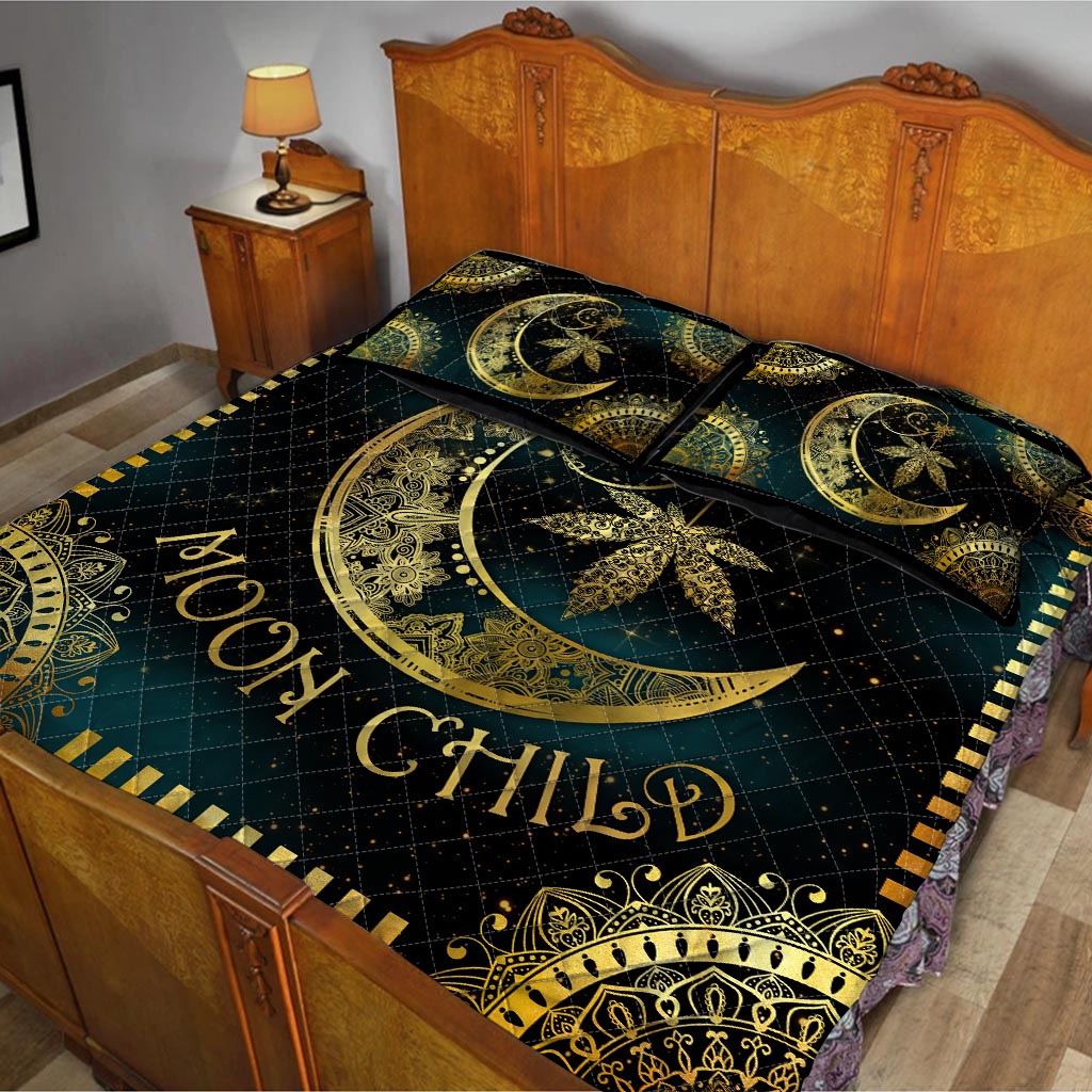 Stay High Moon Child - Weed Quilt Set 0822