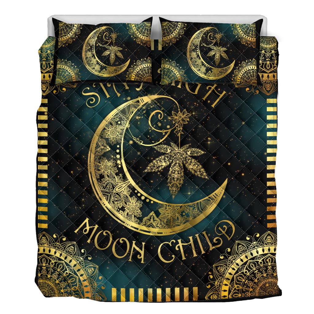 Stay High Moon Child - Weed Quilt Set 0822