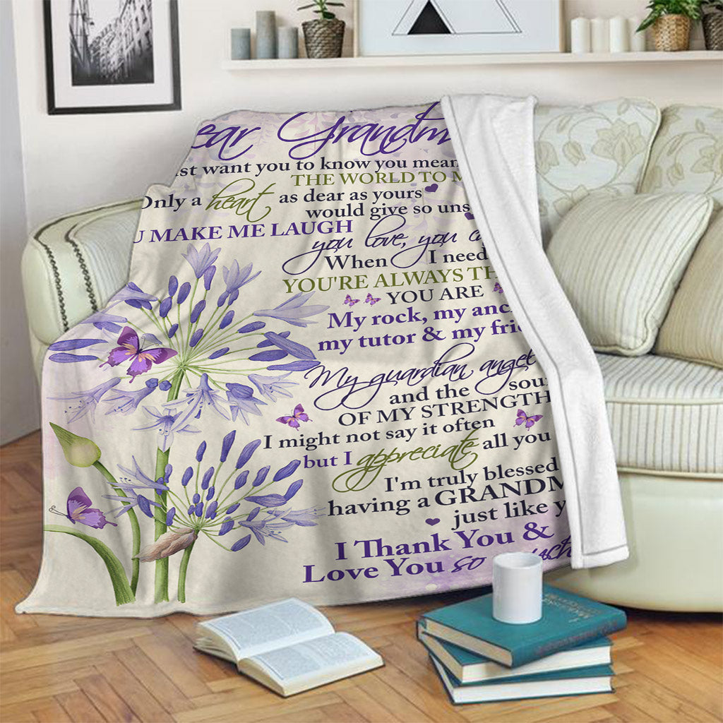 To My Grandma Purple Butterfly From Grandkids To My Grandma I Just Want You To Know Gift For Grandma - Grandma Blanket 0921