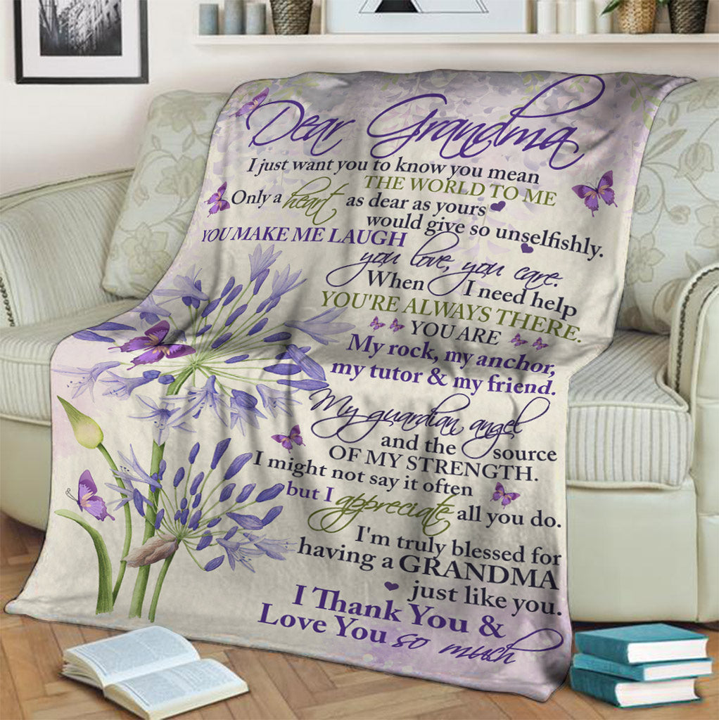 To My Grandma Purple Butterfly From Grandkids To My Grandma I Just Want You To Know Gift For Grandma - Grandma Blanket 0921