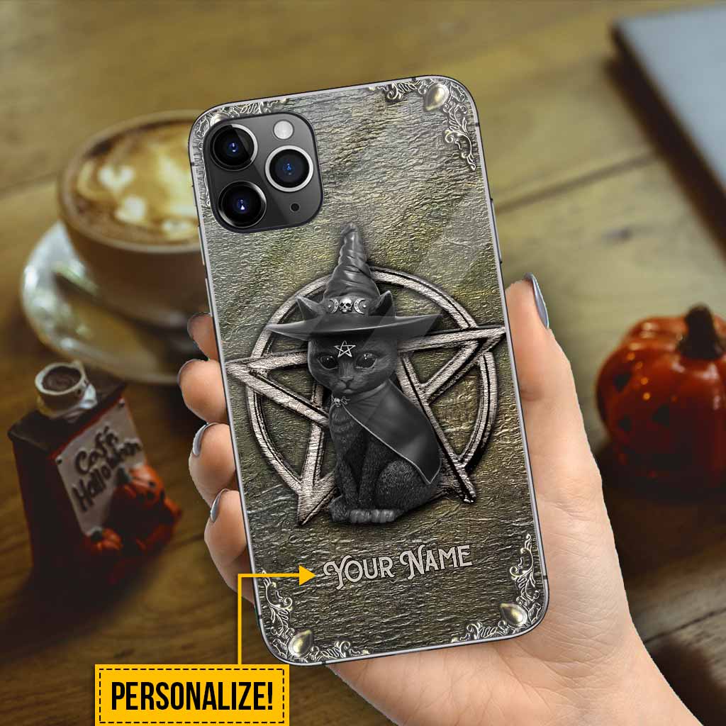 Mystical Witch - Personalized Halloween Black Cat Phone Case With 3D Pattern Print