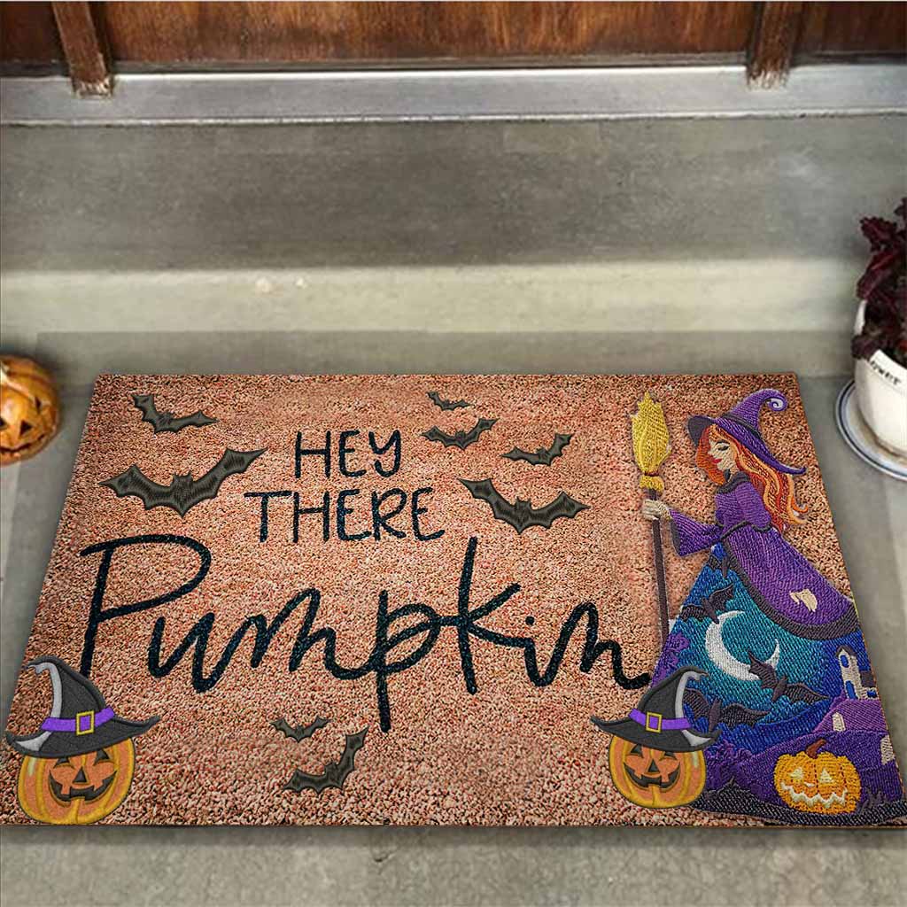 Hey There Pumpkin - Witch Coir Pattern Print Doormat