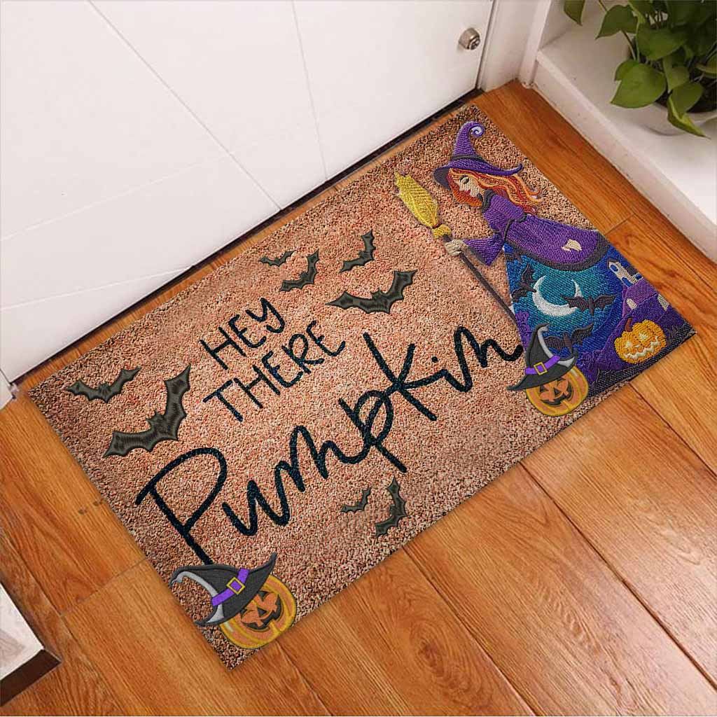 Hey There Pumpkin - Witch Coir Pattern Print Doormat