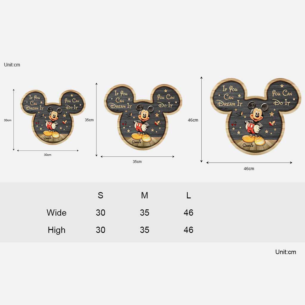 If You Can Dream It -Personalized Mouse Wood Sign With 3D Pattern Print