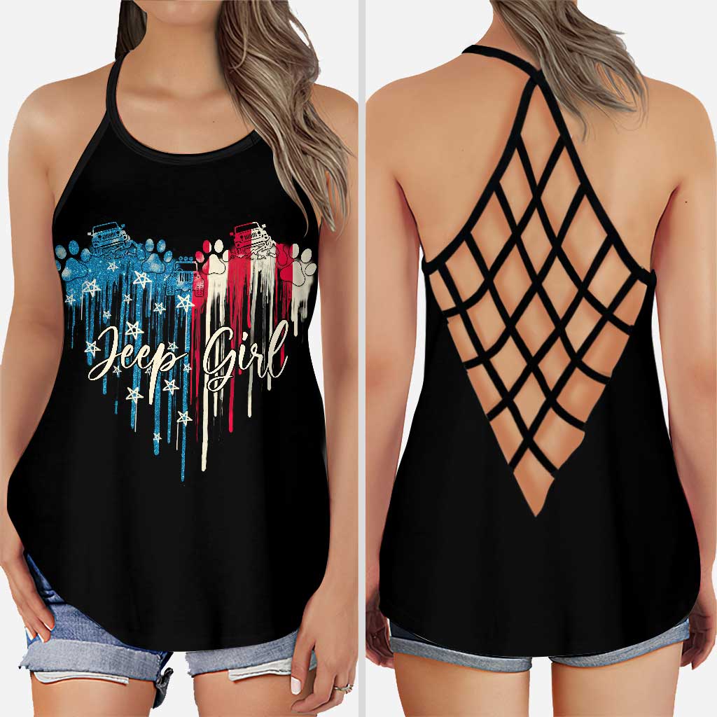 Jp Girl - Independence Day Car Cross Tank Top and Leggings