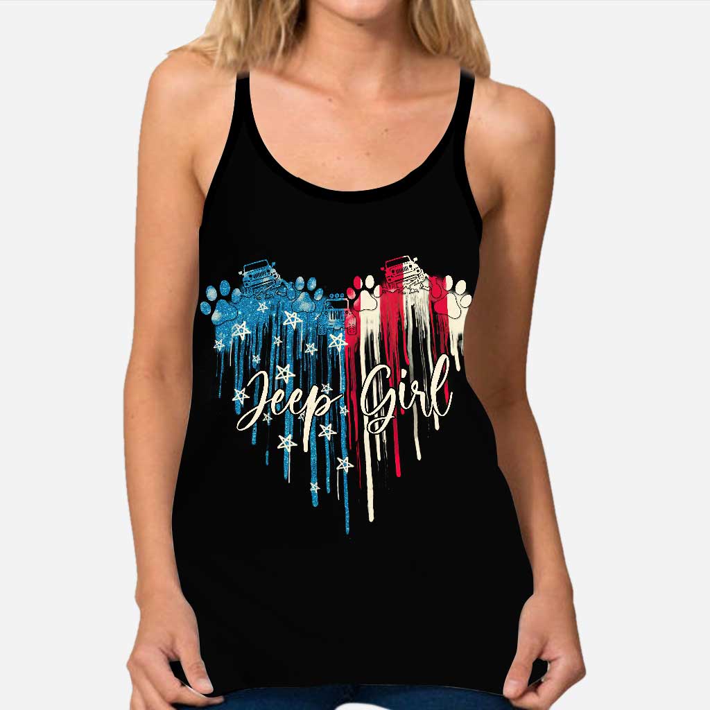 Jp Girl - Independence Day Car Cross Tank Top and Leggings
