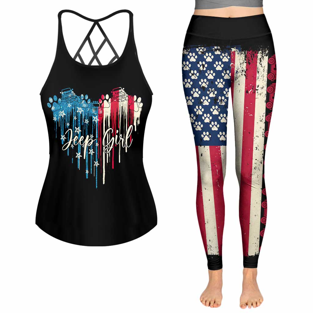 Jp Girl - Independence Day Car Cross Tank Top and Leggings