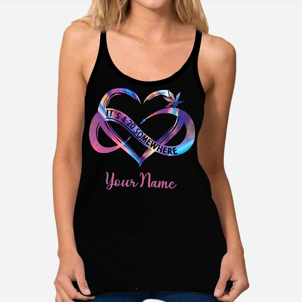 It's 420 Somewhere - Personalized Weed Cross Tank Top and Leggings