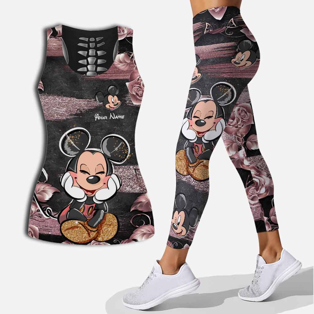 Little Pink Mouse Ears - Personalized Hollow Tank Top and Leggings