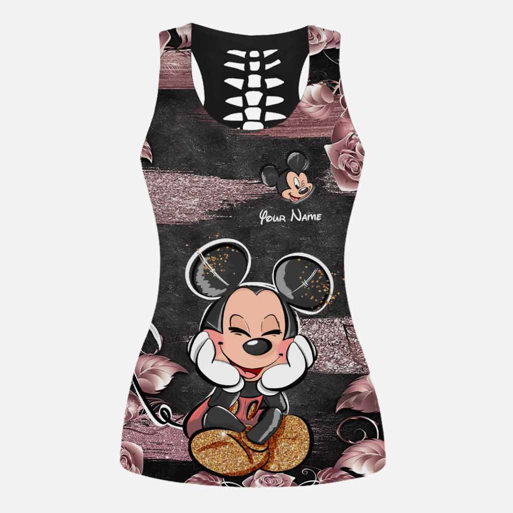 Little Pink Mouse Ears - Personalized Hollow Tank Top and Leggings