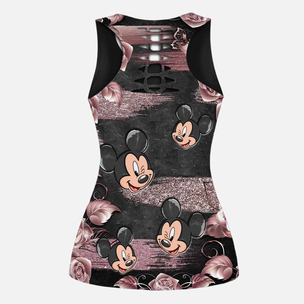 Little Pink Mouse Ears - Personalized Hollow Tank Top and Leggings