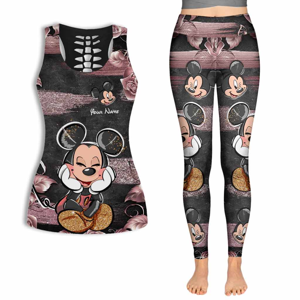 Little Pink Mouse Ears - Personalized Hollow Tank Top and Leggings