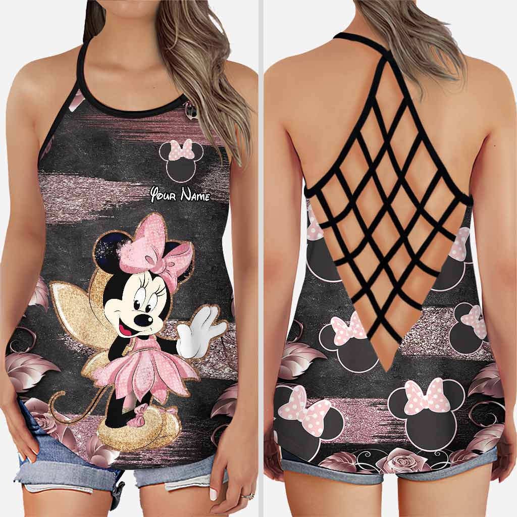Little Pink Mouse Ears - Personalized Mouse Cross Tank Top and Leggings