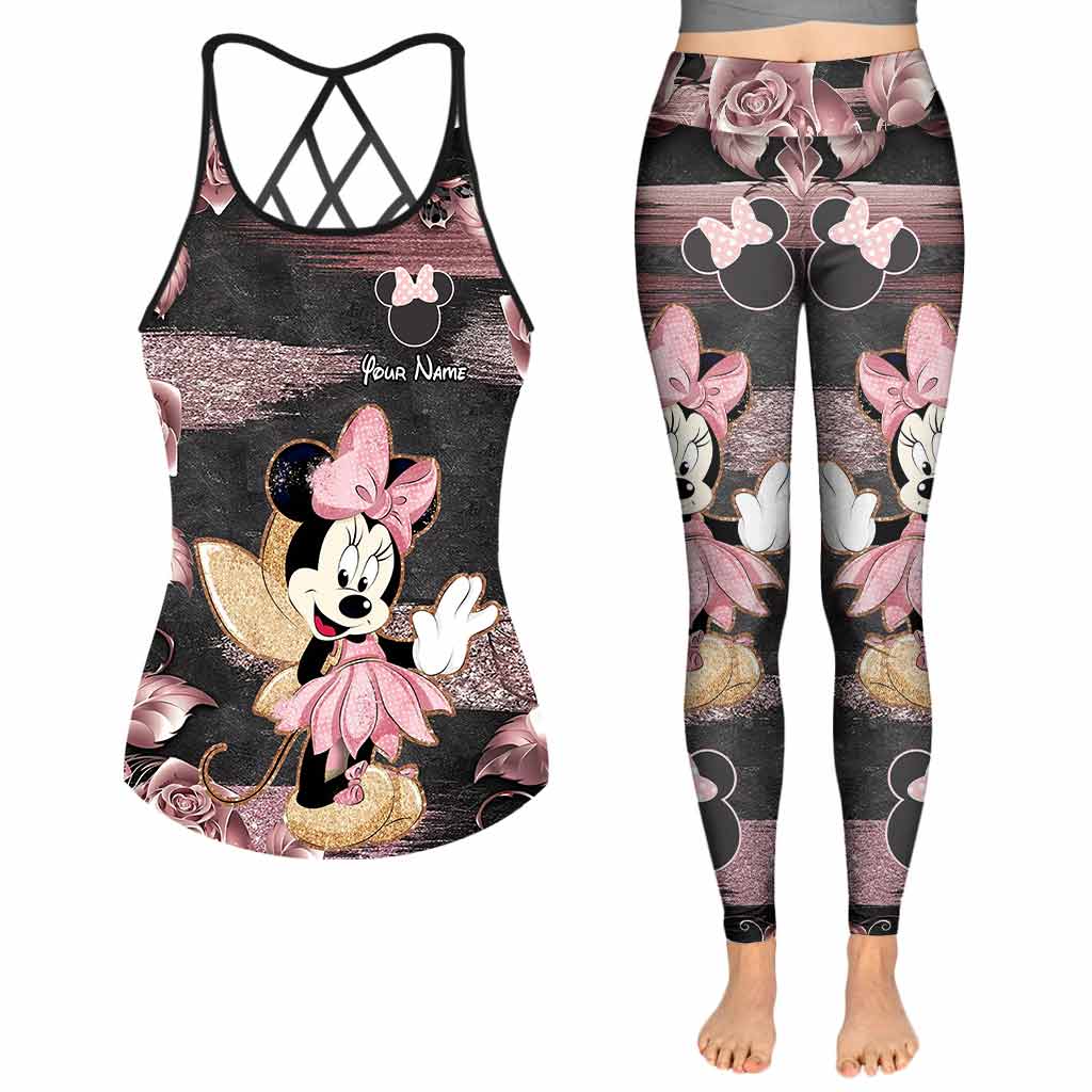 Little Pink Mouse Ears - Personalized Mouse Cross Tank Top and Leggings