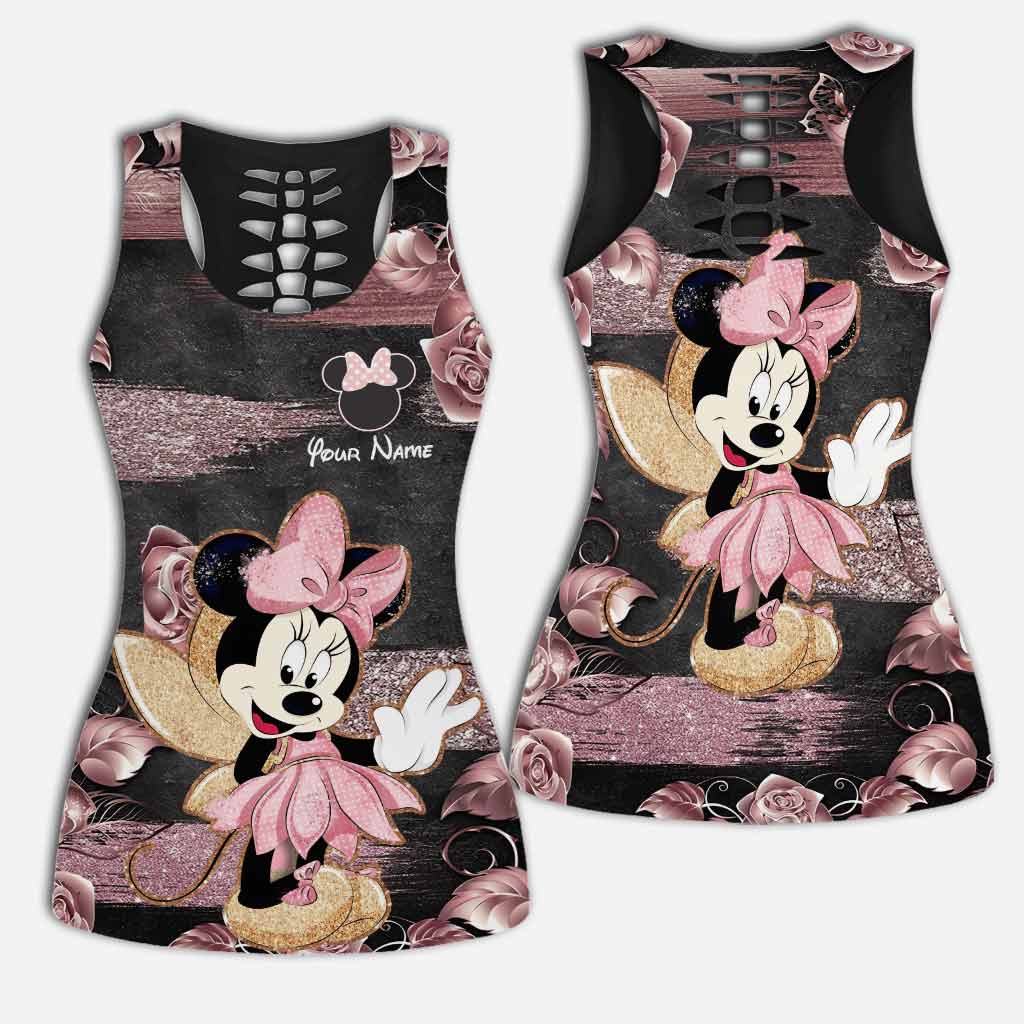 Little Pink Mouse Ears - Personalized Hollow Tank Top and Leggings