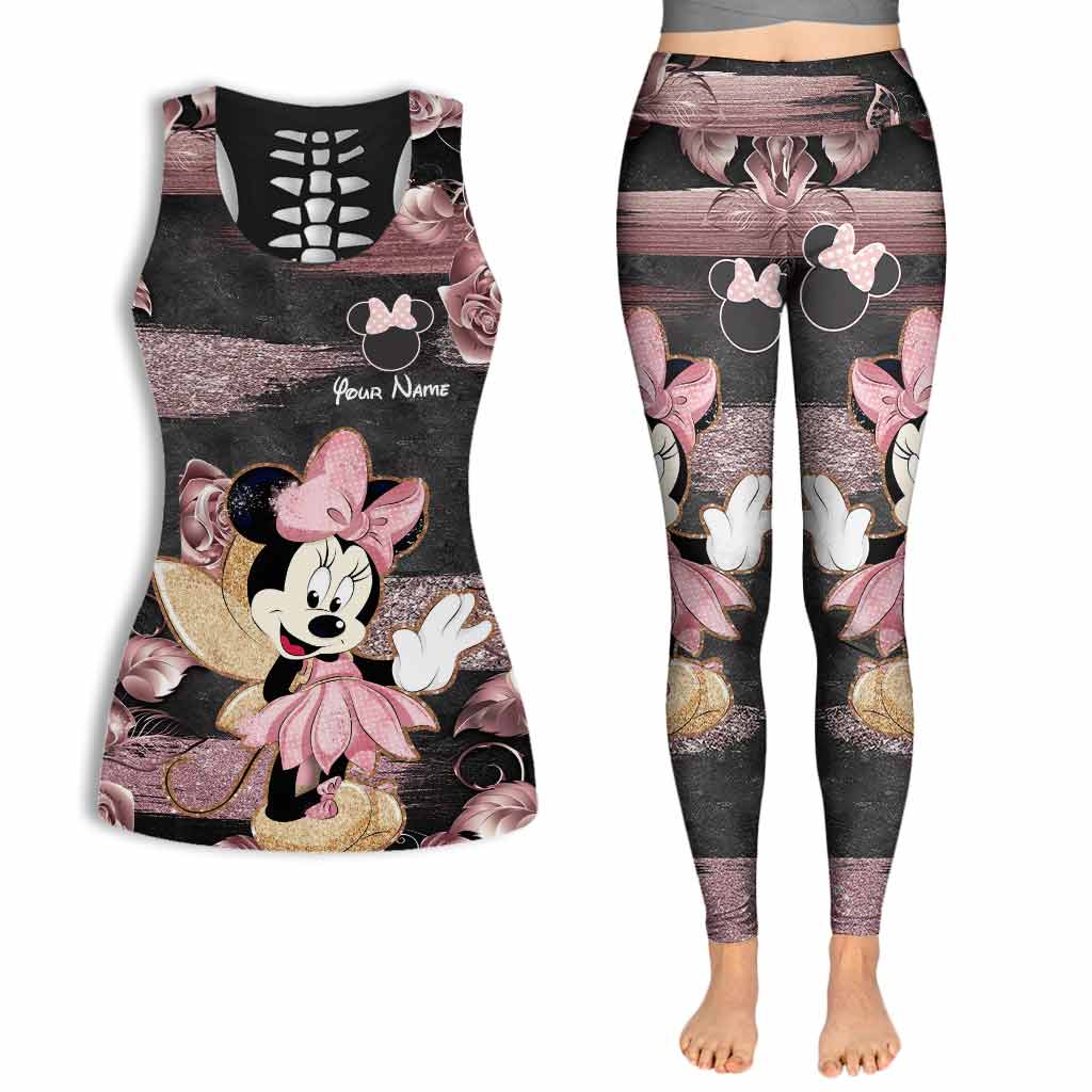 Little Pink Mouse Ears - Personalized Hollow Tank Top and Leggings