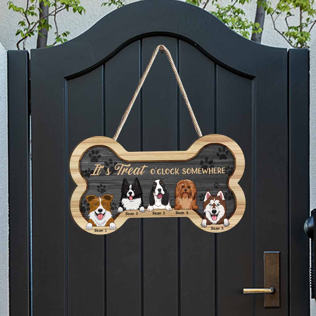 It's Treat O'clock Somewhere - Personalized Dog Wood Sign