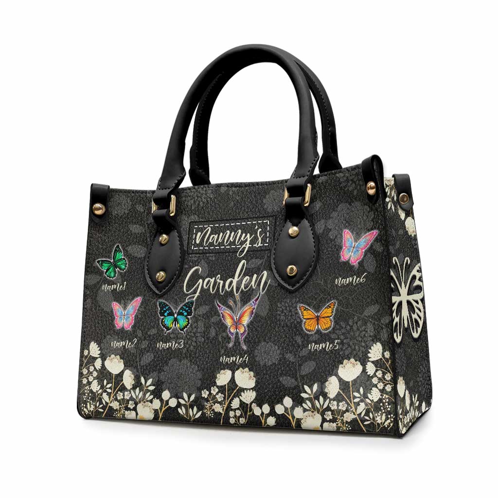 Grandma's Garden Of Love - Personalized Leather Handbag