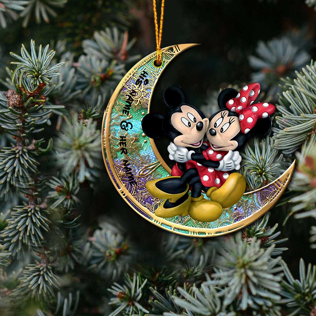 I Love You To The Moon And Back - Personalized Christmas Mouse Ornament (Printed On Both Sides)