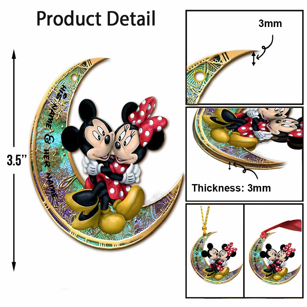 I Love You To The Moon And Back - Personalized Christmas Mouse Ornament (Printed On Both Sides)