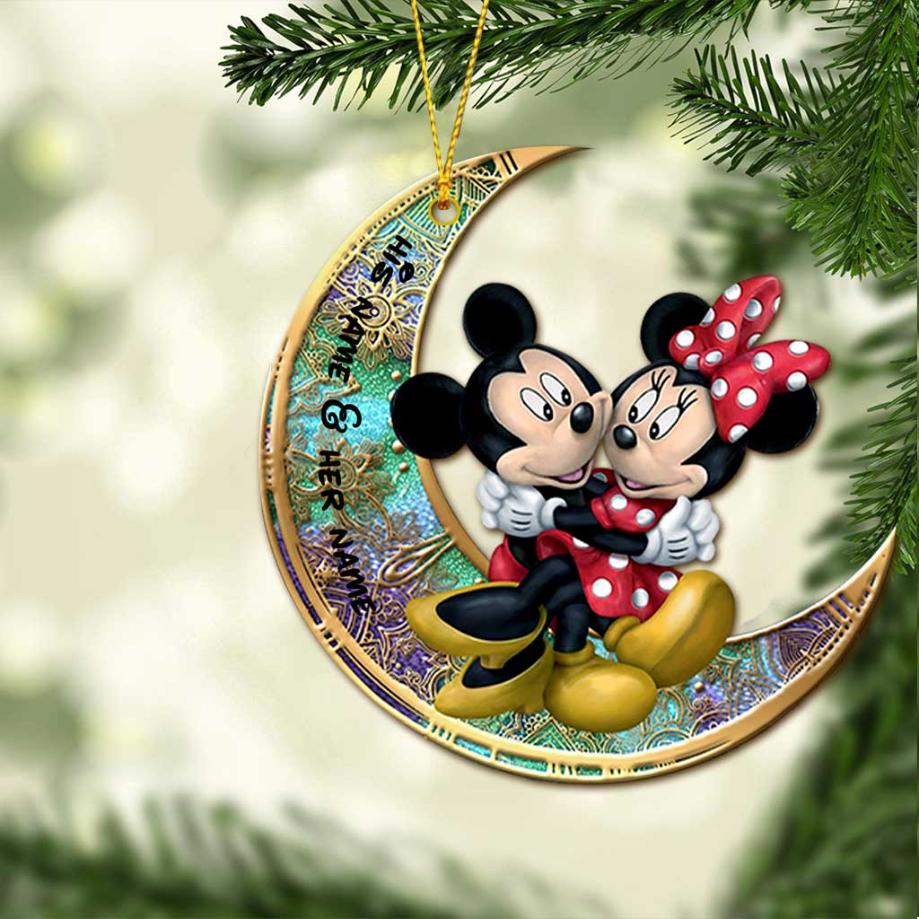 I Love You To The Moon And Back - Personalized Christmas Mouse Ornament (Printed On Both Sides)