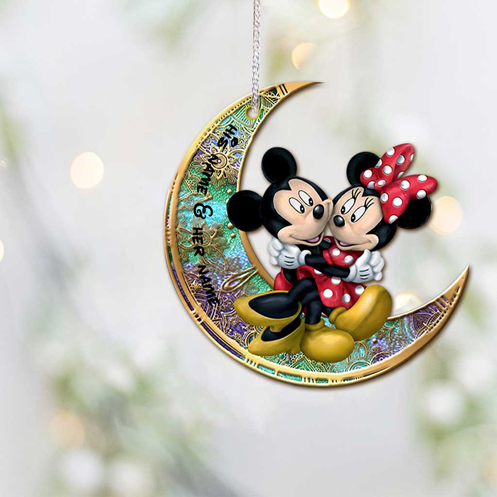 I Love You To The Moon And Back - Personalized Christmas Mouse Ornament (Printed On Both Sides)