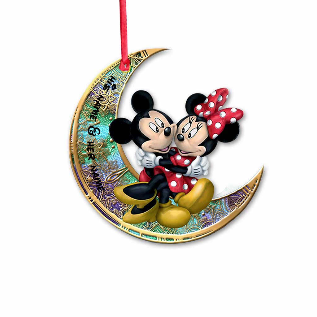 I Love You To The Moon And Back - Personalized Christmas Mouse Ornament (Printed On Both Sides)