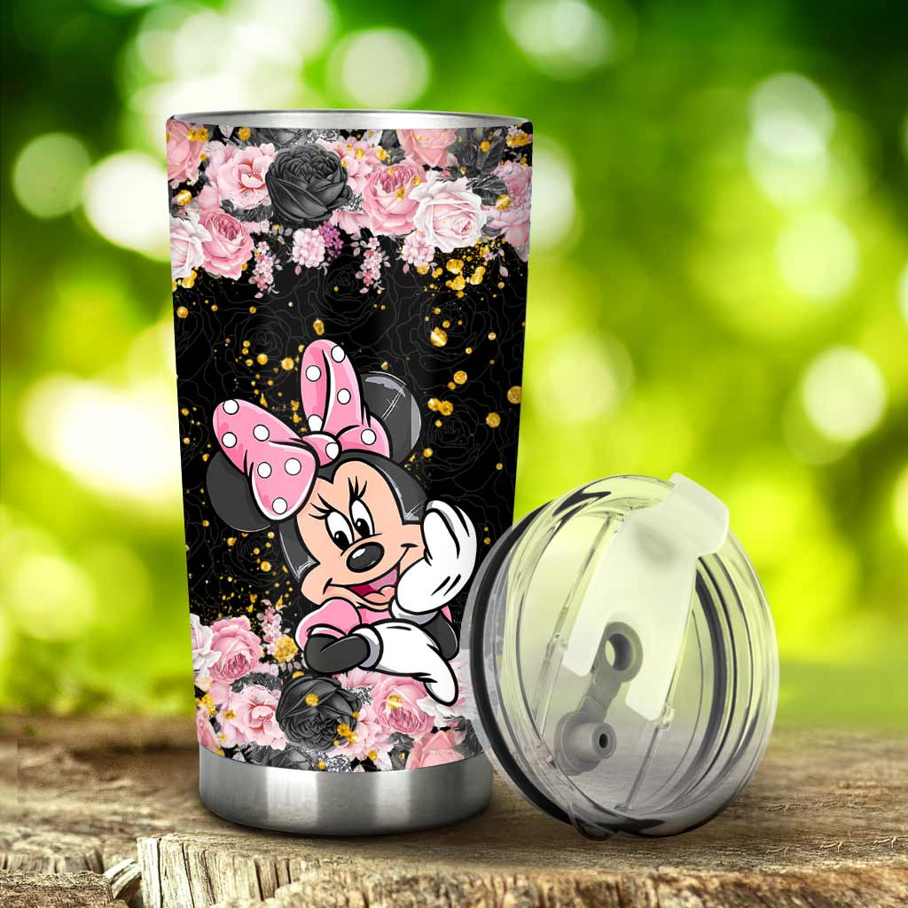 Black Pink Mouse Ears - Personalized Tumbler