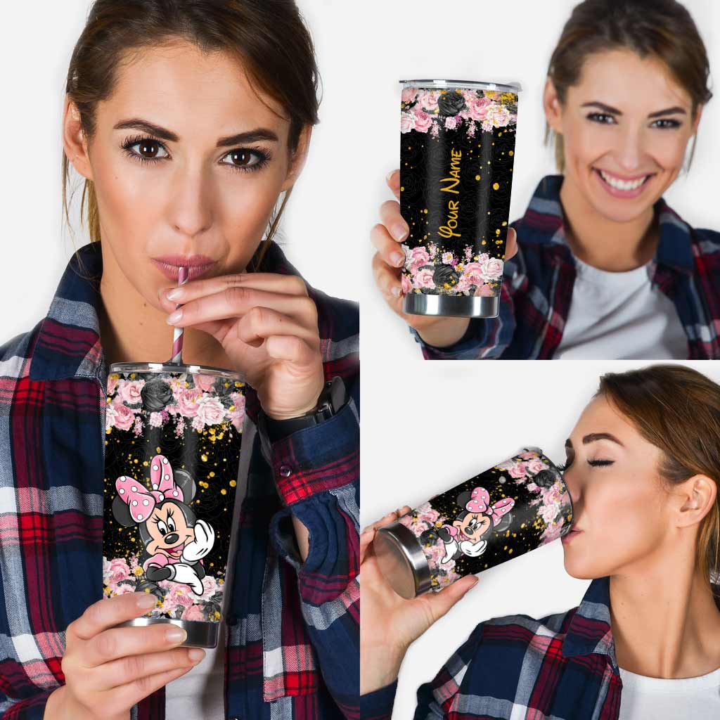 Black Pink Mouse Ears - Personalized Tumbler