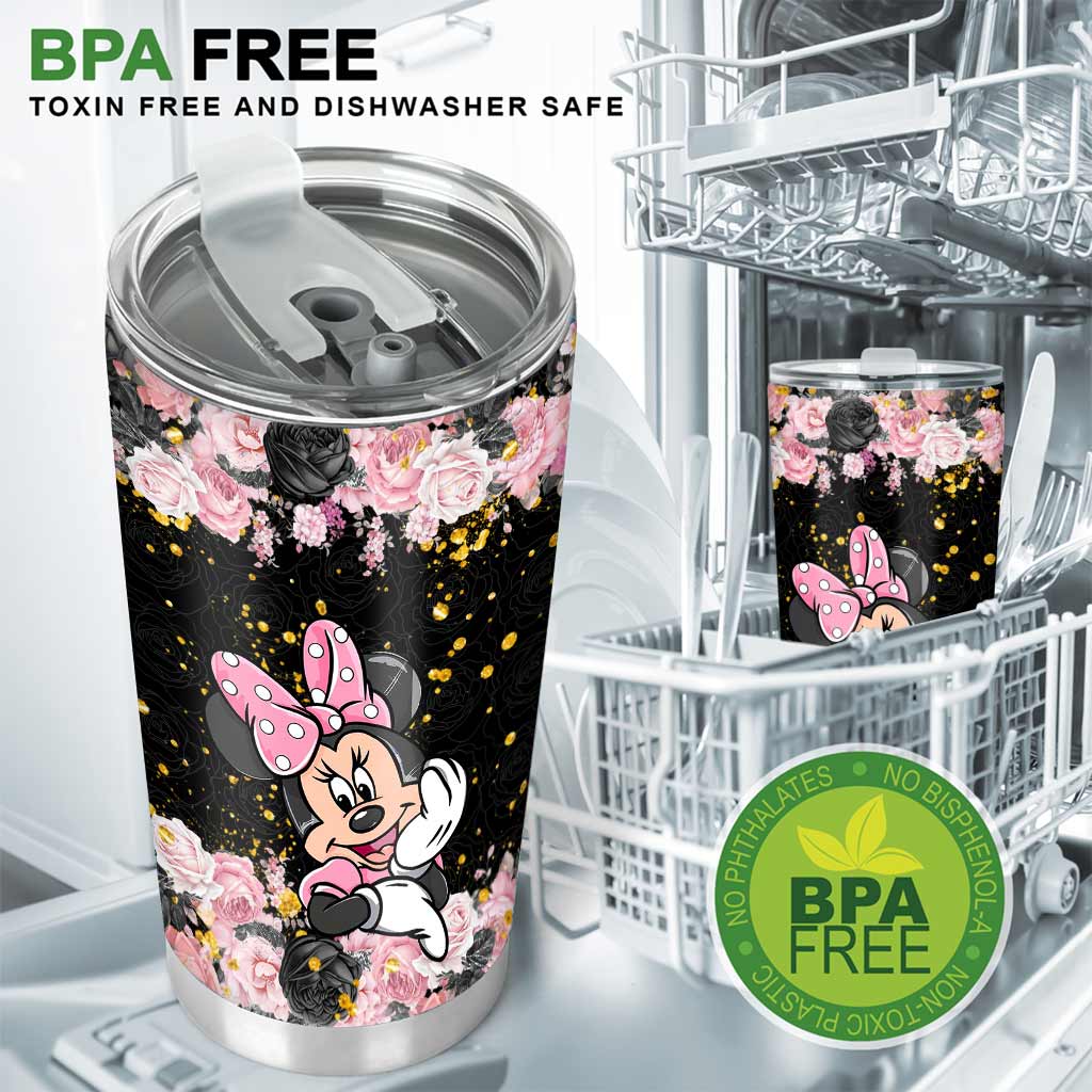 Black Pink Mouse Ears - Personalized Tumbler