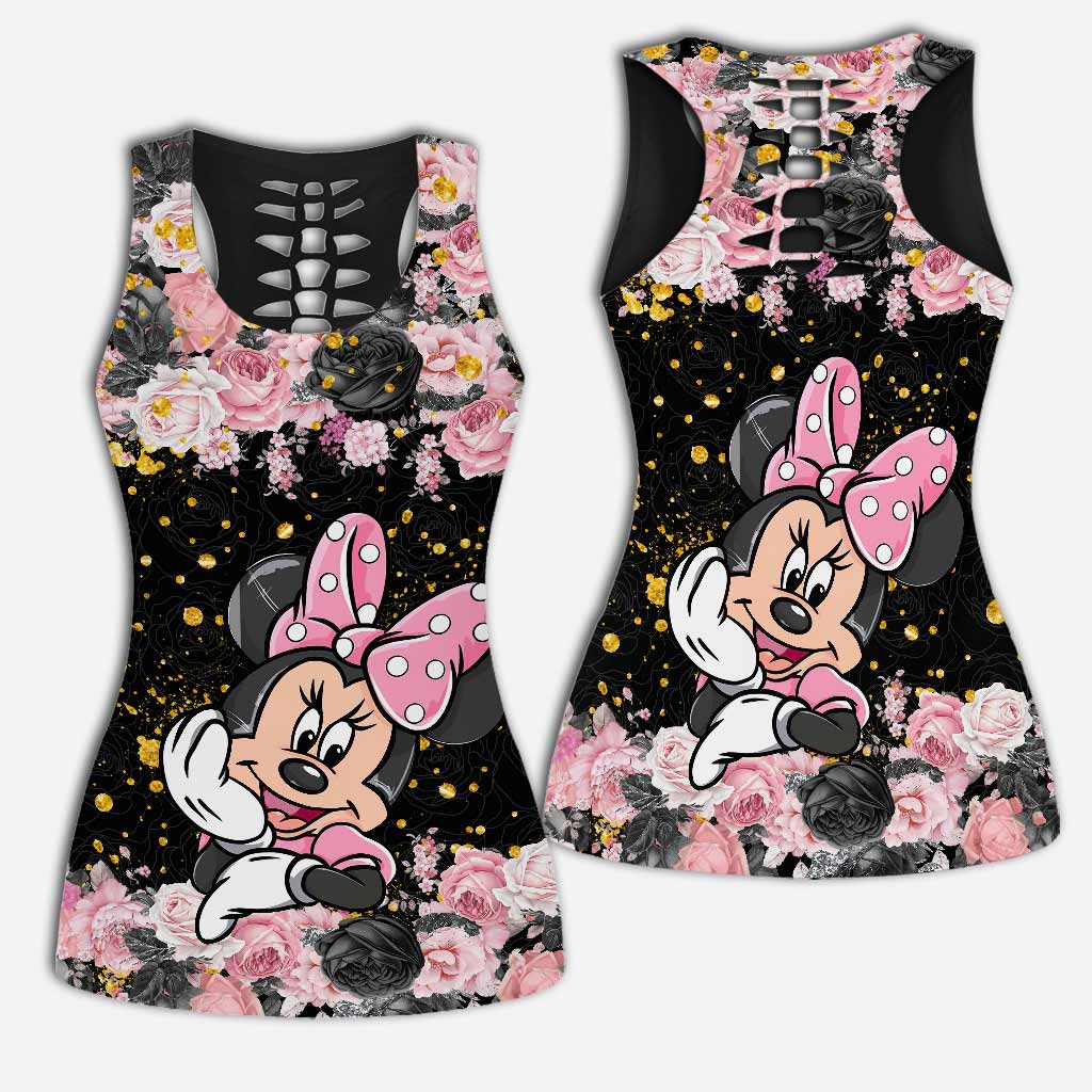 Black Pink Mouse Ears - Hollow Tank Top and Leggings