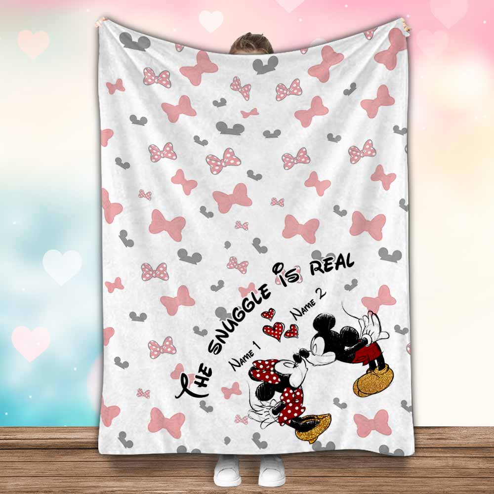The Snuggle Is Real - Personalized Couple Mouse Blanket