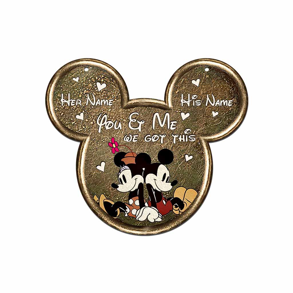You And Me We Got This Mouse Ears - Personalized Couple Mouse Cut Metal Sign With 3D Pattern Print